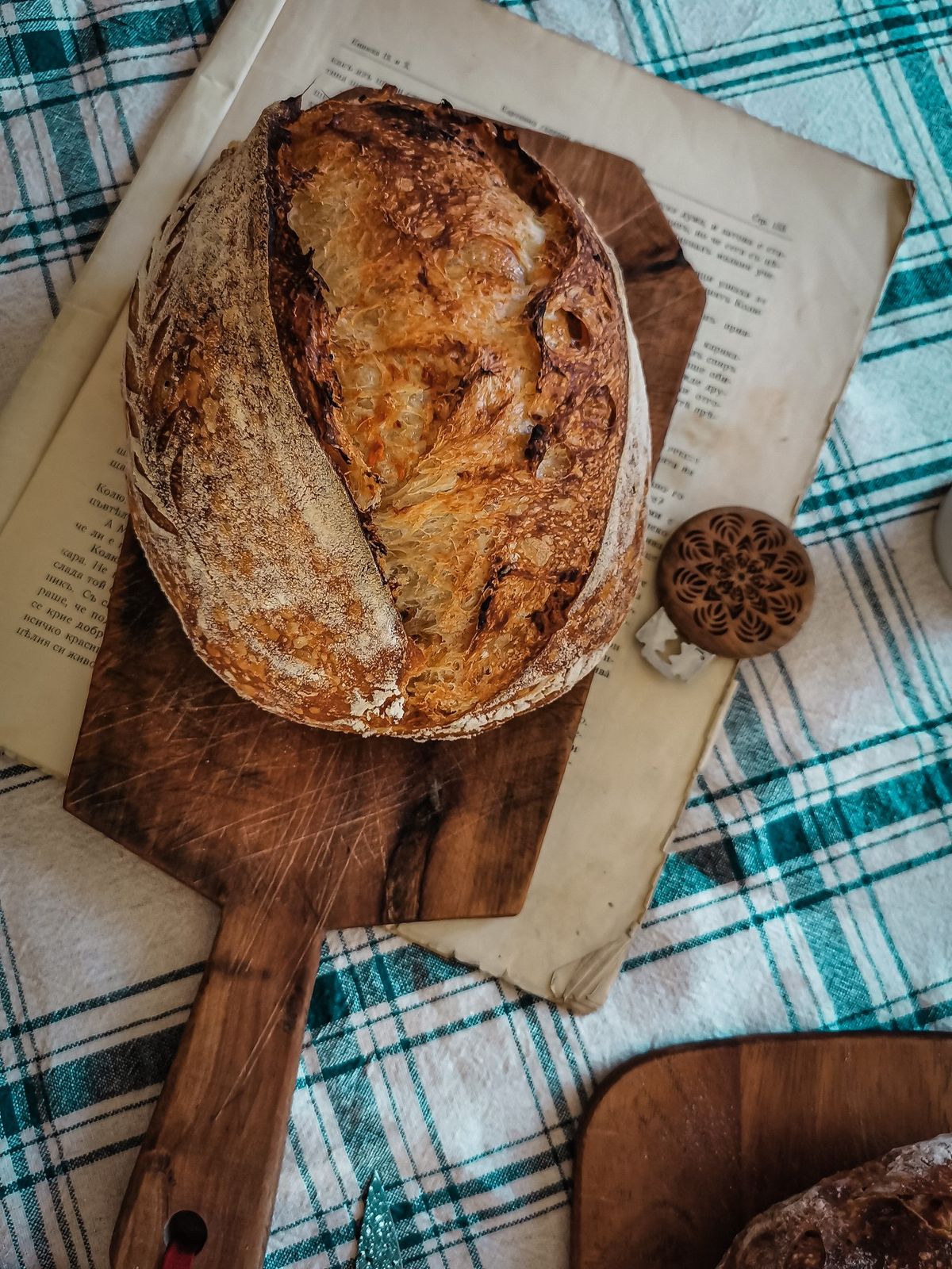 Sourdough loaf on a wooden board